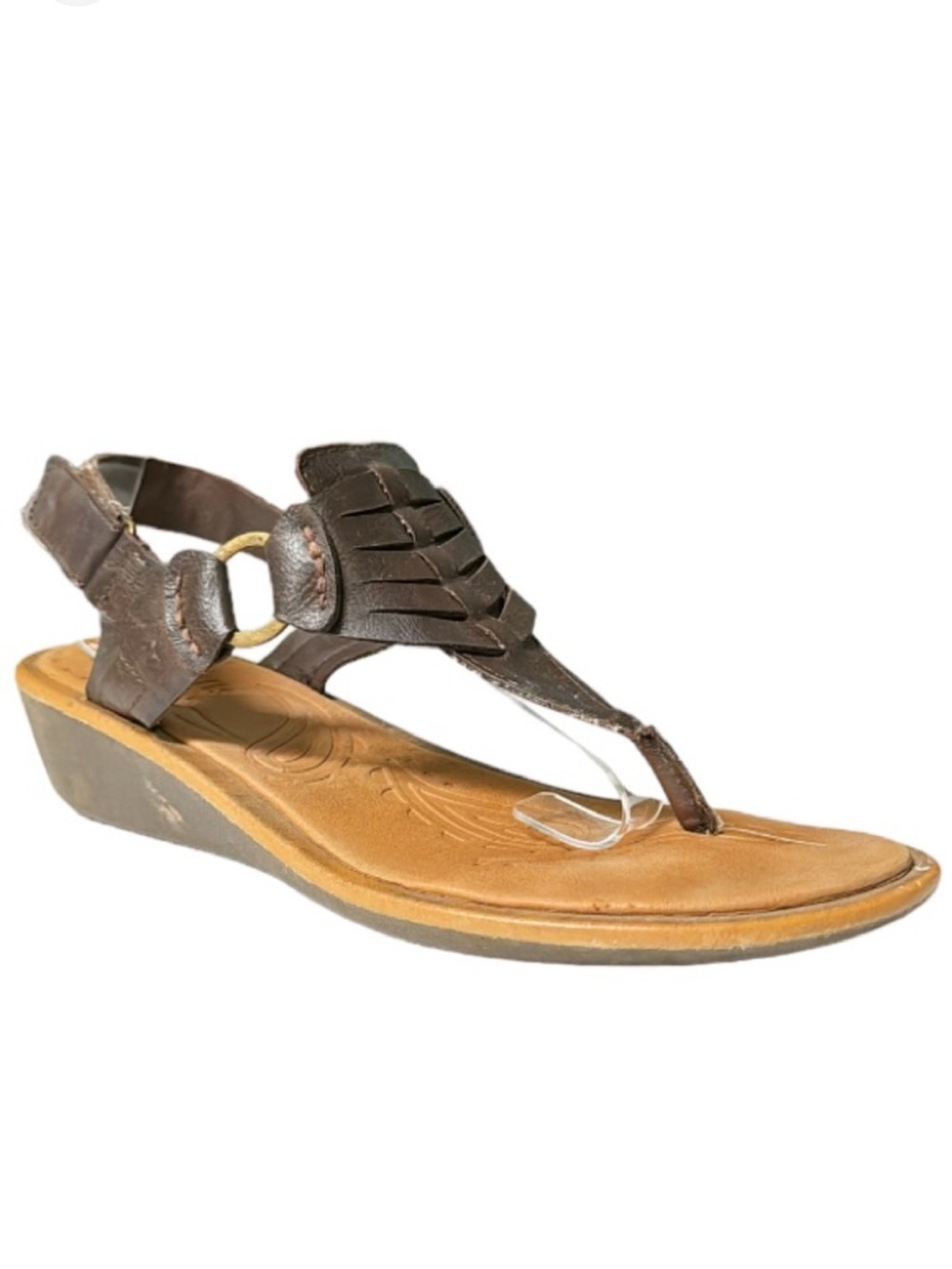 Cliffs White Mountain brown strappy vegan leather low wedge sandals size 11